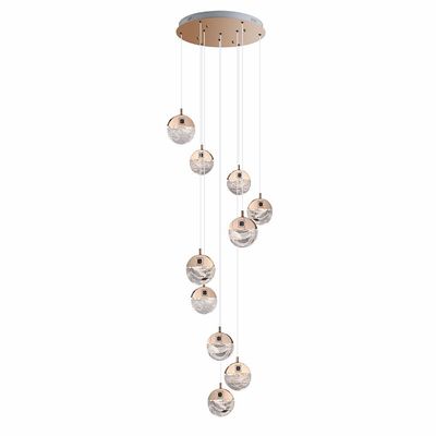 Alisse LED Staircase Chandelier - Stainless Steel + Alu+Crystal - D60sH18xW60 - Gold/Clear 